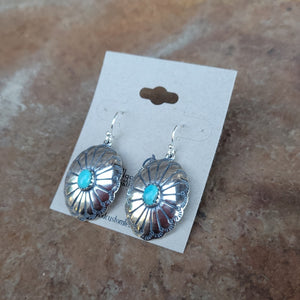 Earrings - Oval Conchos with Turquoise