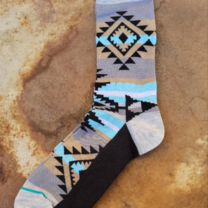Socks - ACE - Blue and Grey Southwestern Print